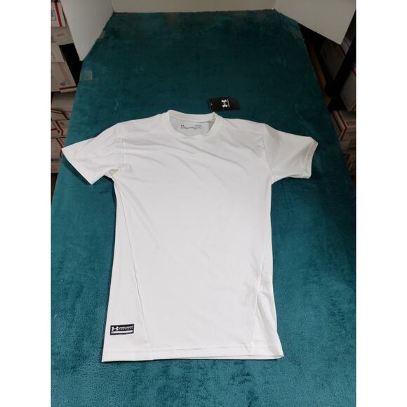 Under Armour Heatgear Shirt Size Medium Mens White Compression Running NWT - Picture 1 of 9